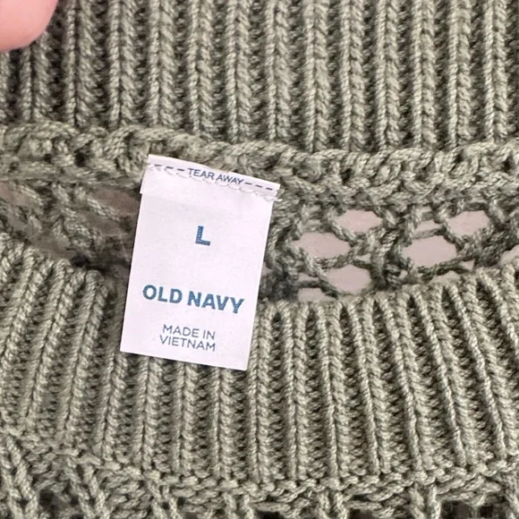 Old Navy Sage Green Open-Knit Crew Neck Sweater / W2 - Picture 4 of 4